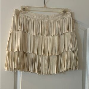 Adorable Beige Fringe Mini Skirt